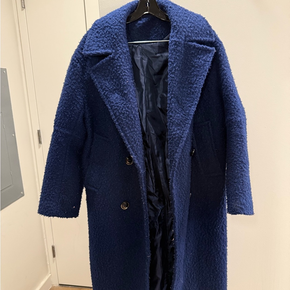 Topshop Navy Wool Coat